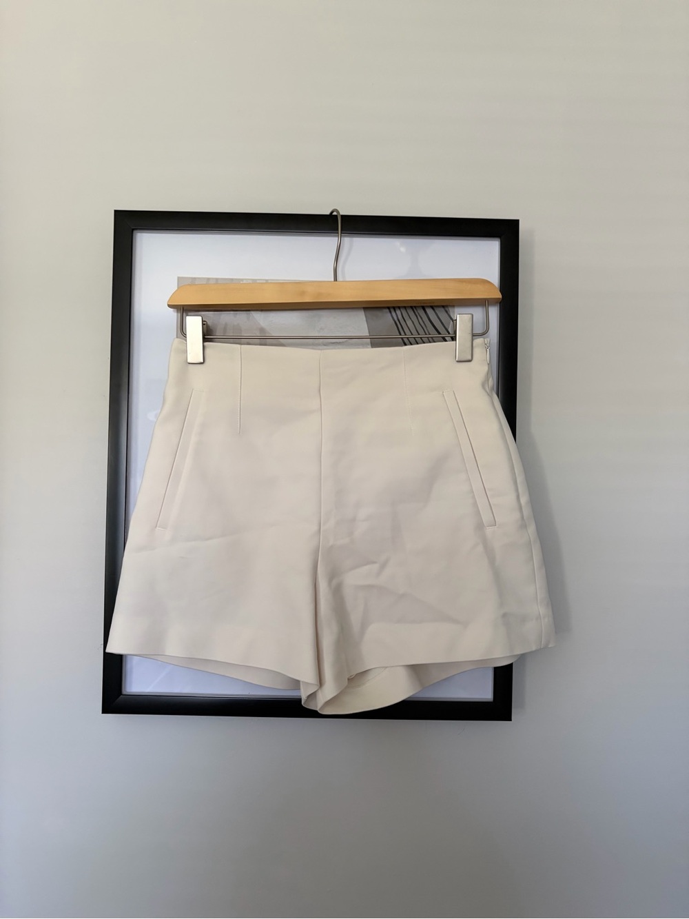 Zara High-Waist Cream Tailored Shorts
